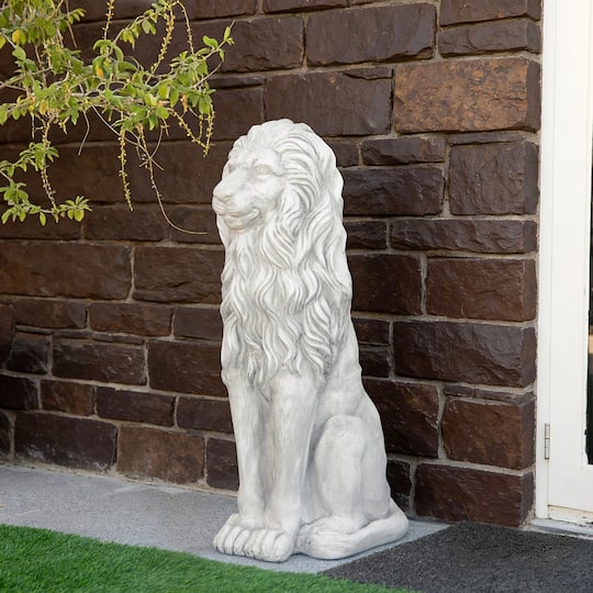 Glitzhome® 36.25" Oversized MGO Guardian Sitting Lion Garden Statue